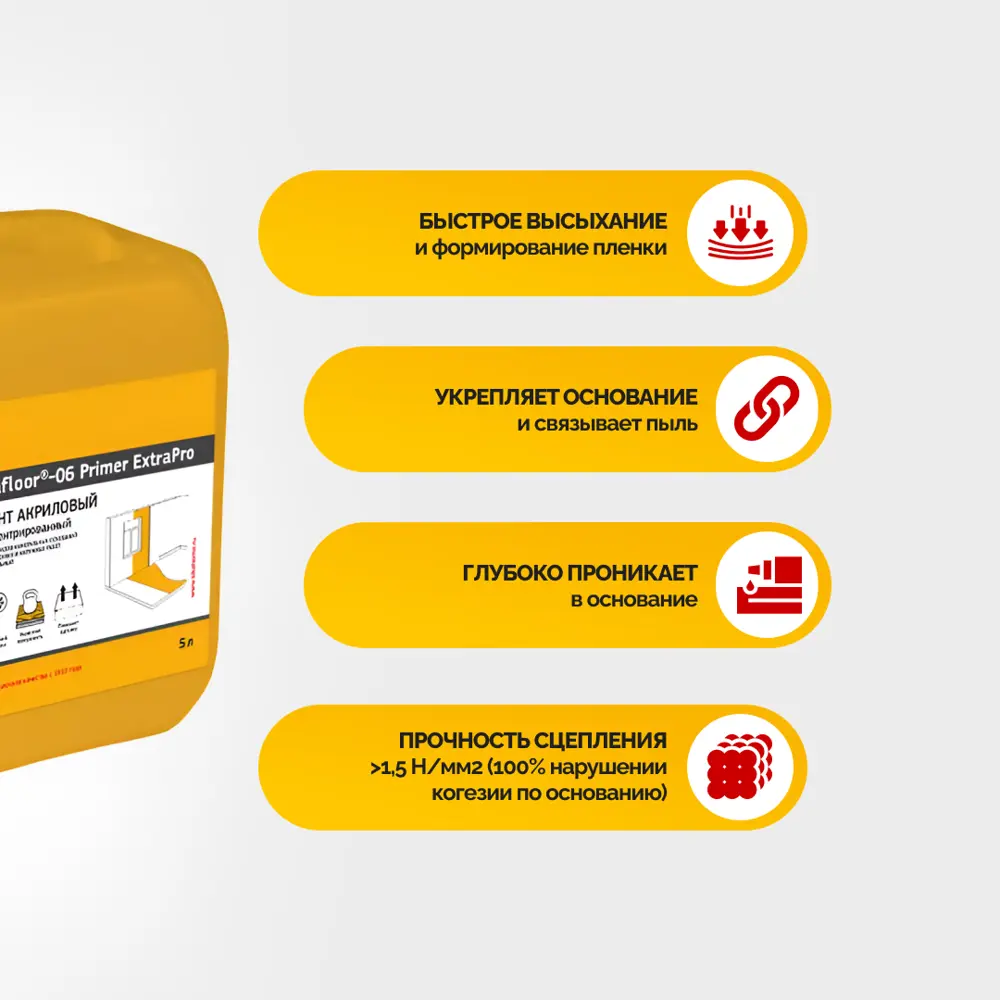 Фото 2 Грунт акриловый универсальный Sika 06 Primer ExtraPro цвет белый 5л Фото 2 Грунт акриловый универсальный Sika 06 Primer ExtraPro цвет белый 5л