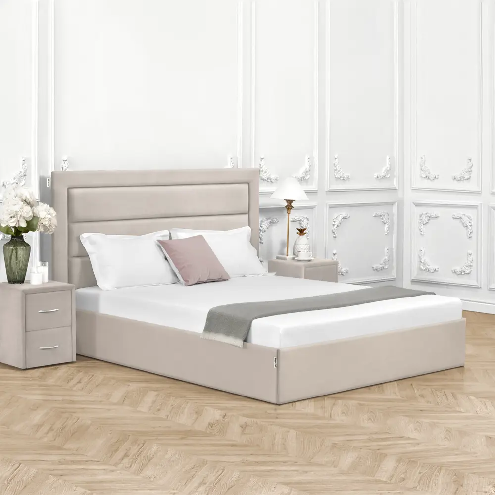Фото 5 Кровать двуспальная Dg-home Luna с подъемным механизмом и ящиком для белья 206x121x207 см велюр цвет кремовый Фото 5 Кровать двуспальная Dg-home Luna с подъемным механизмом и ящиком для белья 206x121x207 см велюр цвет кремовый