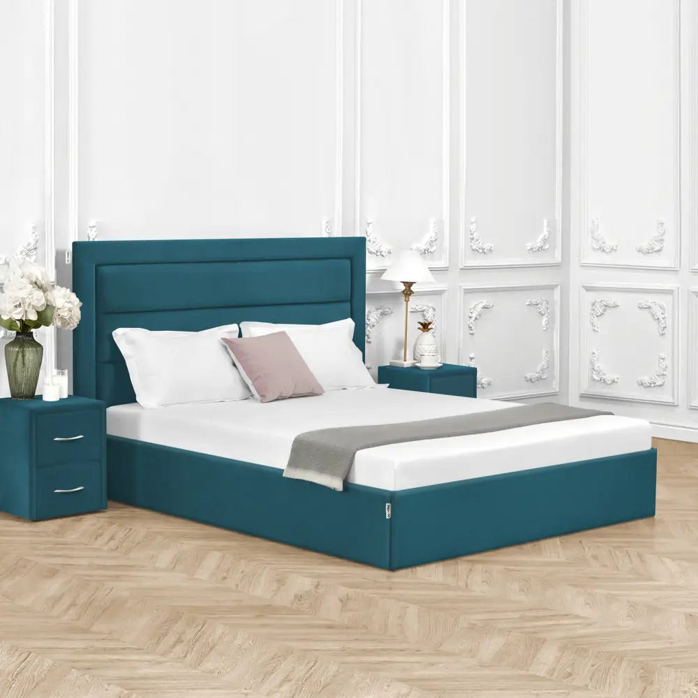 Фото 5 Кровать двуспальная Dg-home Luna 186x121x207 см велюр цвет изумрудный