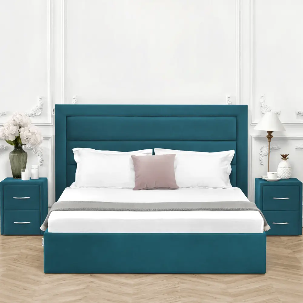 Фото 2 Кровать двуспальная Dg-home Luna 206x121x207 см велюр цвет изумрудный Фото 2 Кровать двуспальная Dg-home Luna 206x121x207 см велюр цвет изумрудный
