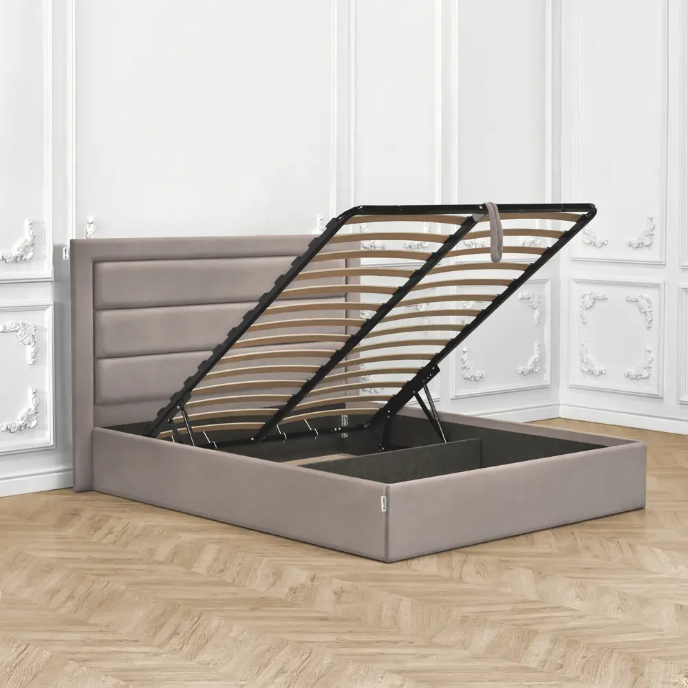 Фото 4 Кровать двуспальная Dg-home Luna 226x121x207 см велюр цвет мокко Фото 4 Кровать двуспальная Dg-home Luna 226x121x207 см велюр цвет мокко