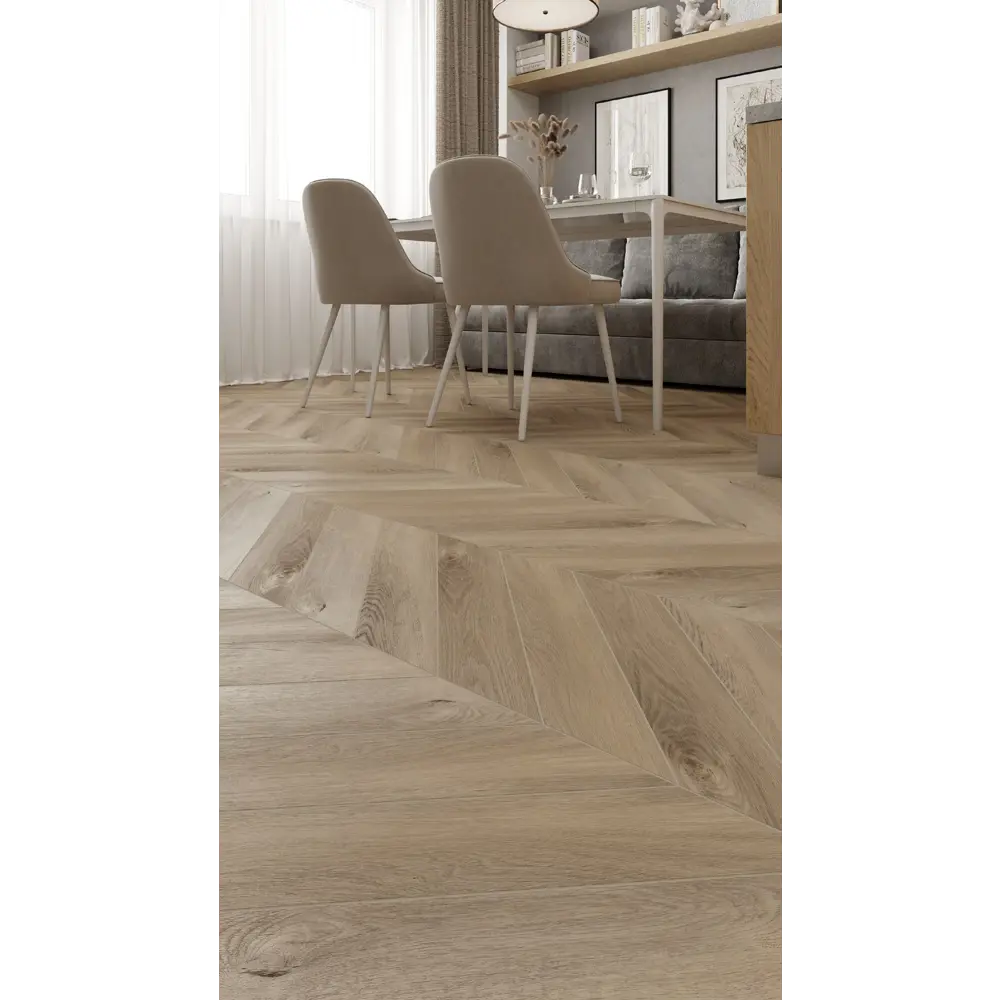 Фото SPC плитка Alpine Floor Chevron Alpine Дуб Синистра 43 класс толщина 5 мм 1.676 м², цена за упаковку Фото SPC плитка Alpine Floor Chevron Alpine Дуб Синистра 43 класс толщина 5 мм 1.676 м², цена за упаковку