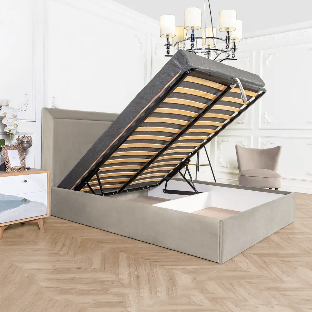 Фото 4 Кровать полутораспальная Dg-home Мелисса 166x116x207 см велюр цвет бежевый Фото 4 Кровать полутораспальная Dg-home Мелисса 166x116x207 см велюр цвет бежевый