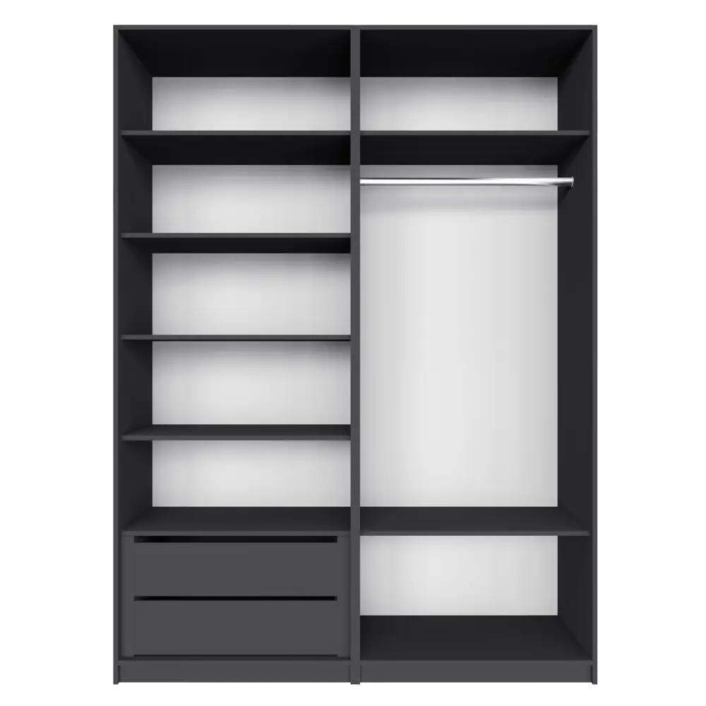 Фото 3 Шкаф распашной Мебельная компания е1 LCKS2_GL_SH_M1_1600_DM 162x220x52.5 см ЛДСП цвет серый диамант