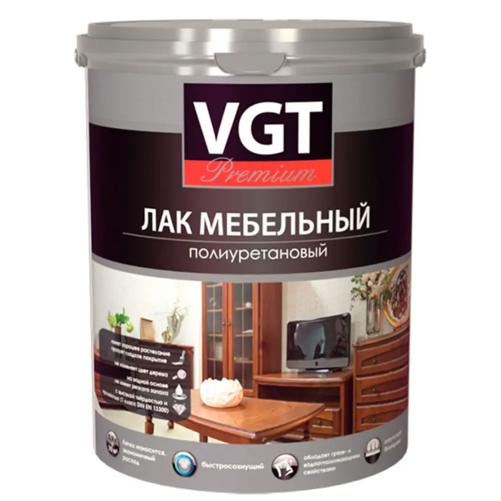 Фото Лак для мебели VGT Premium полиуретановый матовый цвет прозрачный 2.2 кг Фото Лак для мебели VGT Premium полиуретановый матовый цвет прозрачный 2.2 кг