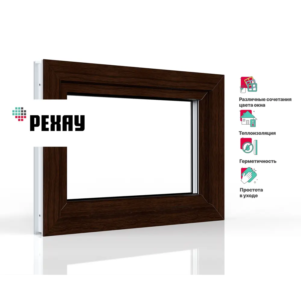 Фото Пластиковое окно ПВХ Rehau одностворчатое 500x800мм (ВхШ) фрамуга двухкамерный стеклопакет белый/темный дуб Фото Пластиковое окно ПВХ Rehau одностворчатое 500x800мм (ВхШ) фрамуга двухкамерный стеклопакет белый/темный дуб