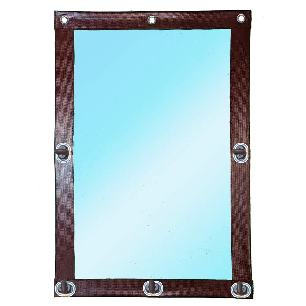 Фото Мягкое окно ПВХ до -39°C 180x120см окантовка ПВХ до -39°C коричневая поворотная скоба (полиамид)