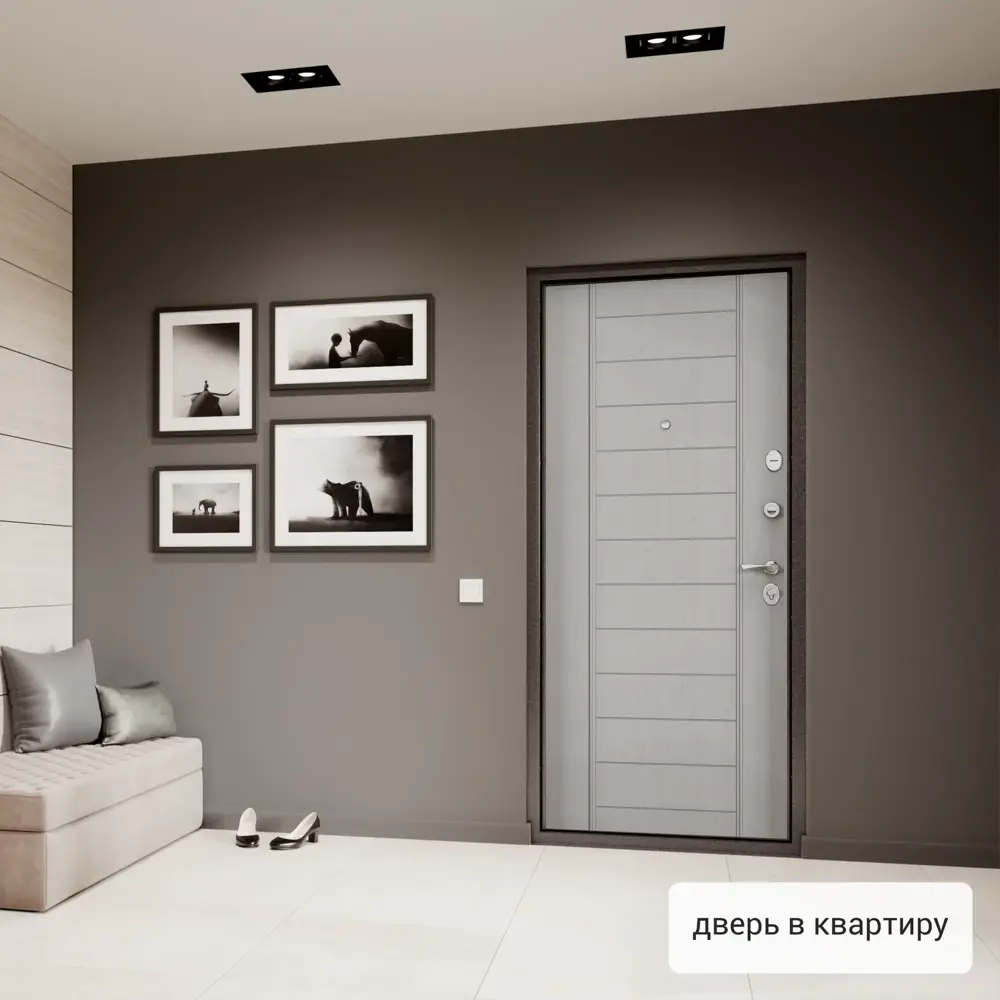 Фото 4 Входная дверь Torex Flat-M правый 205x95см цвет дуб белый матовый Фото 4 Входная дверь Torex Flat-M правый 205x95см цвет дуб белый матовый