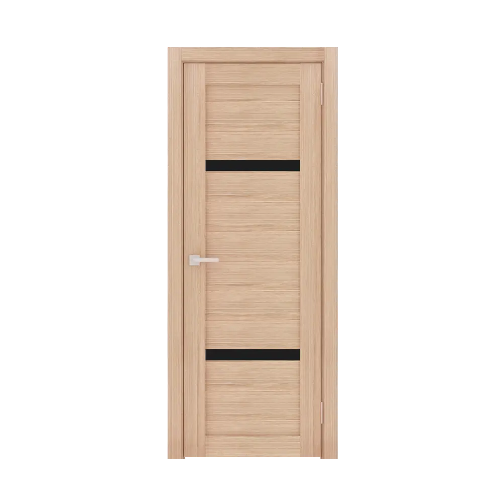 Фото Комплект межкомнатной двери Лесма Стиль Рондо 42 отделка стеклом black star 200x70см пленка ПВХ цвет капучино с коробом и наличниками