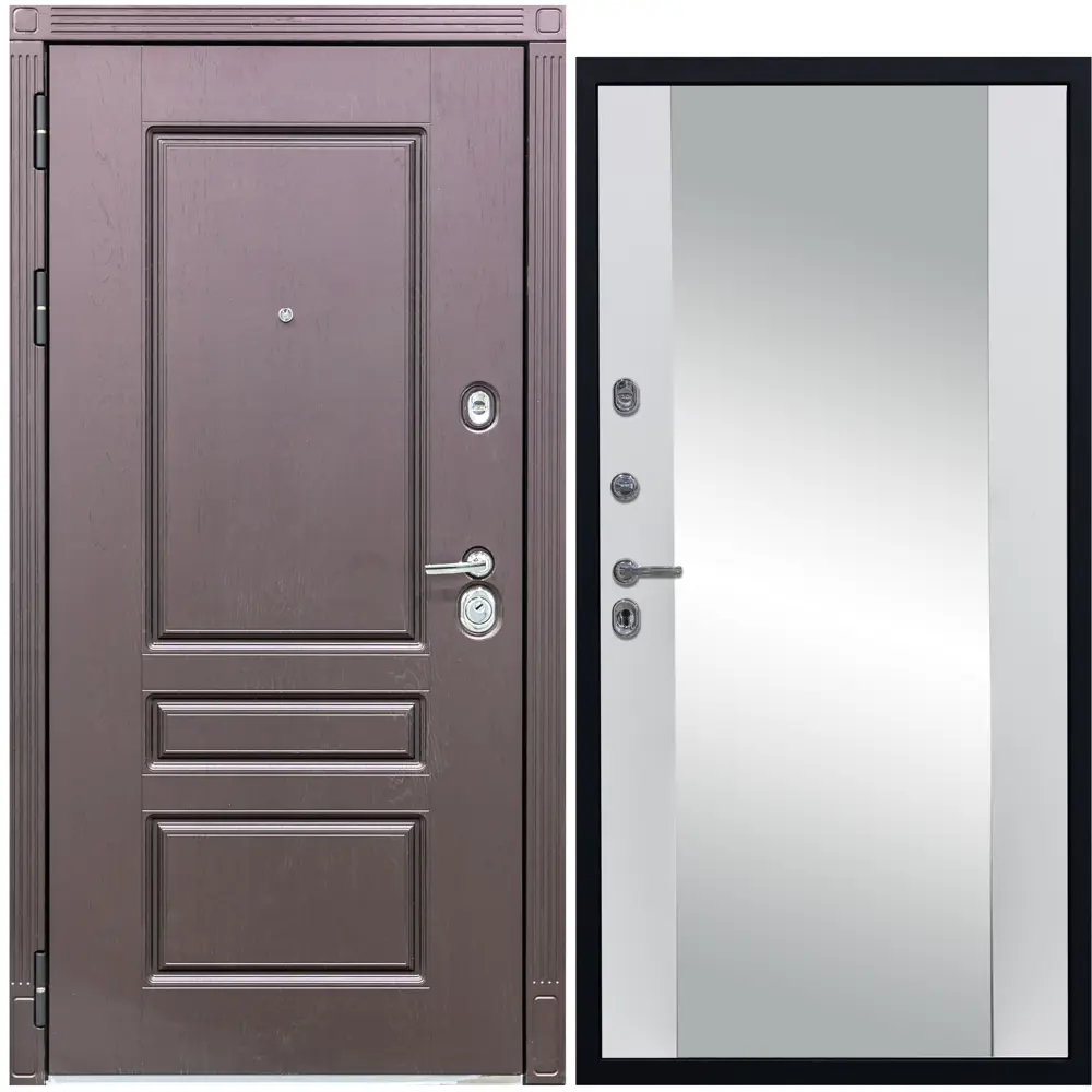 Фото Входная дверь Diva МХ-27 205x86см левый цвет Д15 белый софт/крафтовый дуб с зеркалом Фото Входная дверь Diva МХ-27 205x86см левый цвет Д15 белый софт/крафтовый дуб с зеркалом