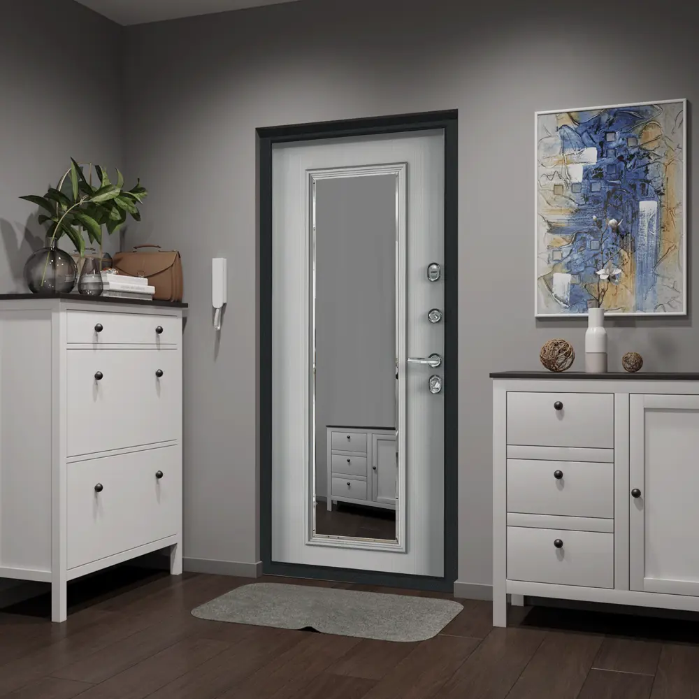 Фото 9 Входная дверь Torex Comfort правый 210x100см цвет черный муар металлик/белый шамбори Фото 9 Входная дверь Torex Comfort правый 210x100см цвет черный муар металлик/белый шамбори