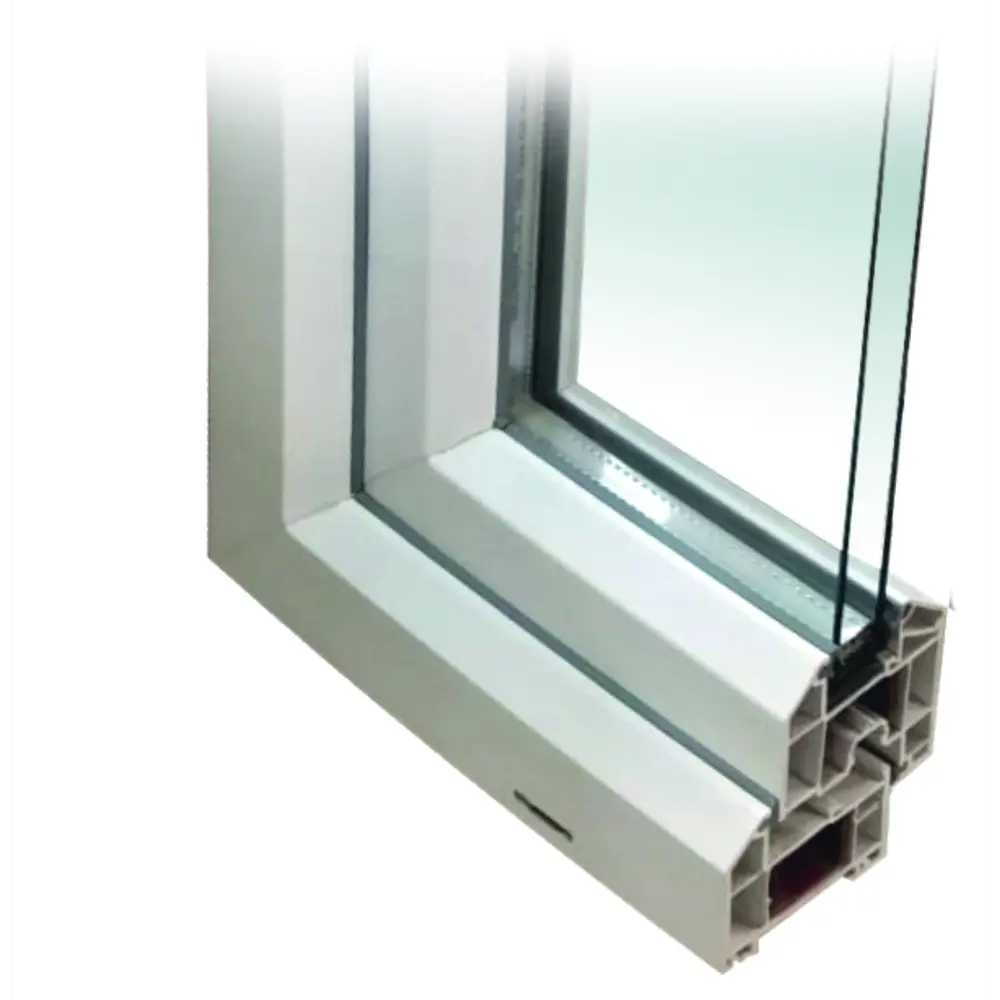 Фото 2 Пластиковое окно ПВХ Deceuninck двустворчатое правый 600x1500мм (ВхШ) однокамерный стеклопакет белый (с двух сторон)