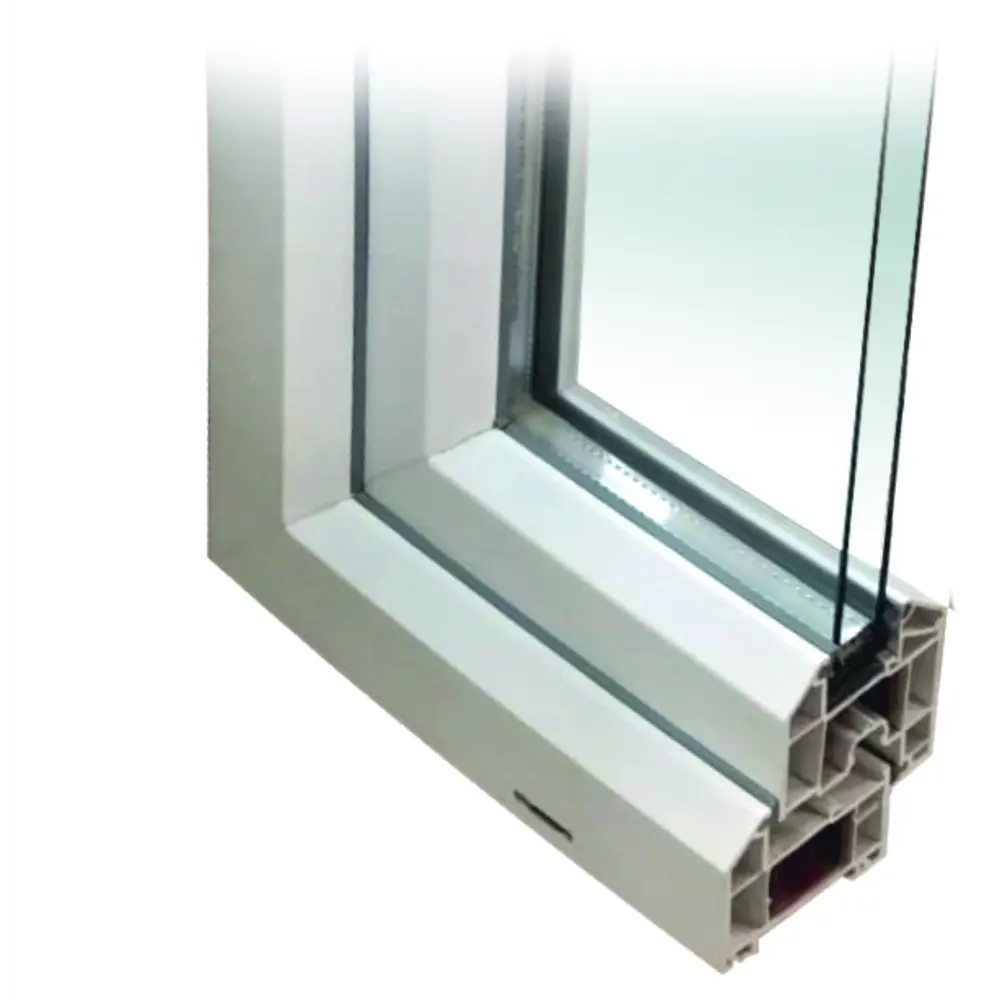 Фото 2 Пластиковое окно ПВХ Deceuninck двустворчатое левый 1400x1100мм (ВхШ) однокамерный стеклопакет белый (с двух сторон)