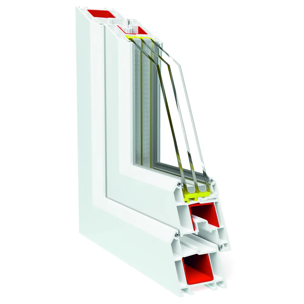 Фото 2 Пластиковое окно ПВХ Deceuninck двустворчатое левый 1300x900мм (ВхШ) двухкамерный стеклопакет белый (с двух сторон)