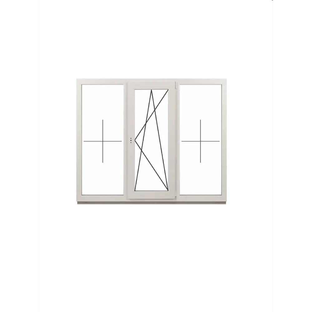 Фото Пластиковое окно ПВХ Deceuninck трехстворчатое 1400x1700мм (ВхШ) однокамерный стеклопакет белый