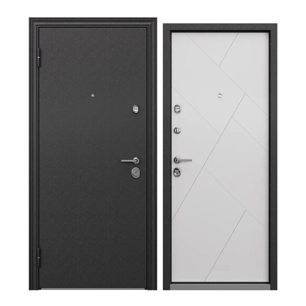 Фото Входная дверь Torex Defender X левый 205x86см цвет черный шелк/белый Фото Входная дверь Torex Defender X левый 205x86см цвет черный шелк/белый