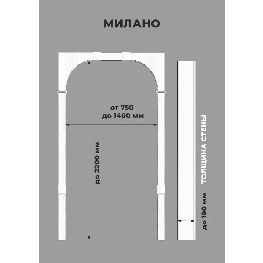 Фото 3 Арка межкомнатная Лесма стиль Милано премиум 220x75-140см эмалит темно серый Фото 3 Арка межкомнатная Лесма стиль Милано премиум 220x75-140см эмалит темно серый