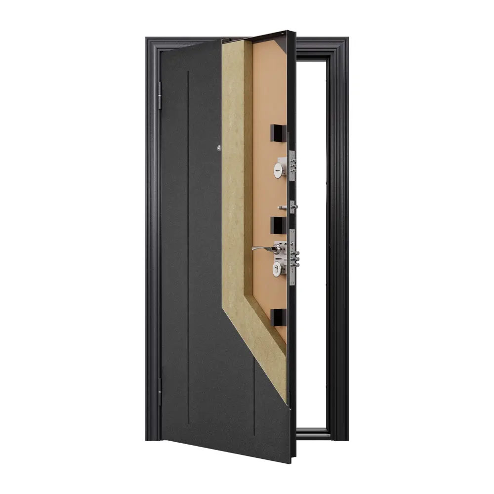 Фото 4 Входная дверь для квартиры Torex Flat-M 205x95см левый цвет гриджио/темно-серый букле графит с зеркалом Фото 4 Входная дверь для квартиры Torex Flat-M 205x95см левый цвет гриджио/темно-серый букле графит с зеркалом