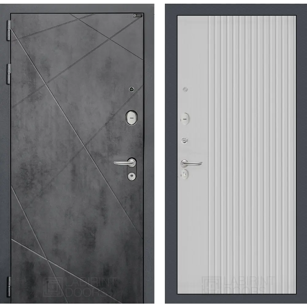 Фото Входная дверь Labirintdoors Лофт левый 205x88см цвет бетон темный/белый софт рельеф Фото Входная дверь Labirintdoors Лофт левый 205x88см цвет бетон темный/белый софт рельеф