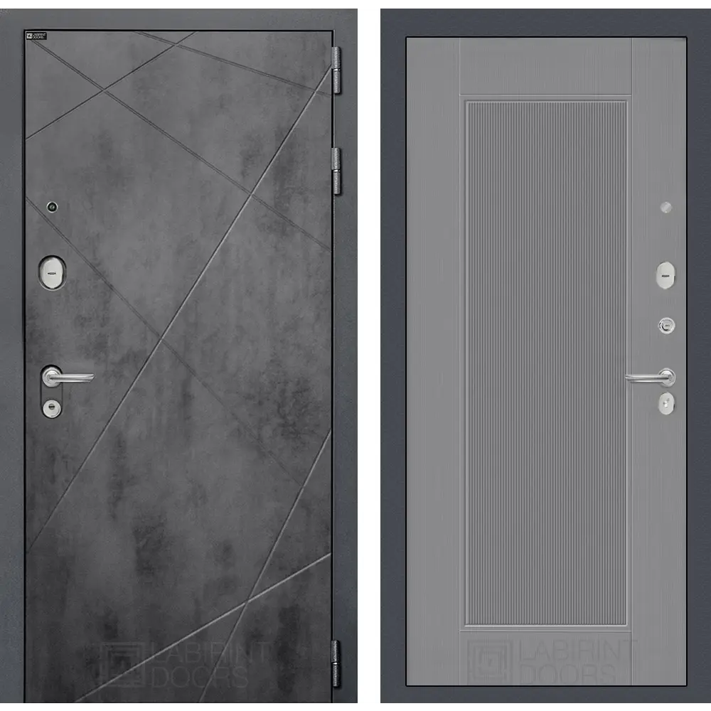 Фото Входная дверь Labirintdoors Лофт с панелью Амстрод правый 205x88см цвет бетон темный/серый софт рельеф Фото Входная дверь Labirintdoors Лофт с панелью Амстрод правый 205x88см цвет бетон темный/серый софт рельеф