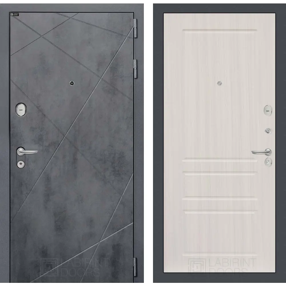 Фото Входная дверь Labirintdoors Лофт с панелью П03 правый 205x96см цвет бетон темный/сандал белый Фото Входная дверь Labirintdoors Лофт с панелью П03 правый 205x96см цвет бетон темный/сандал белый