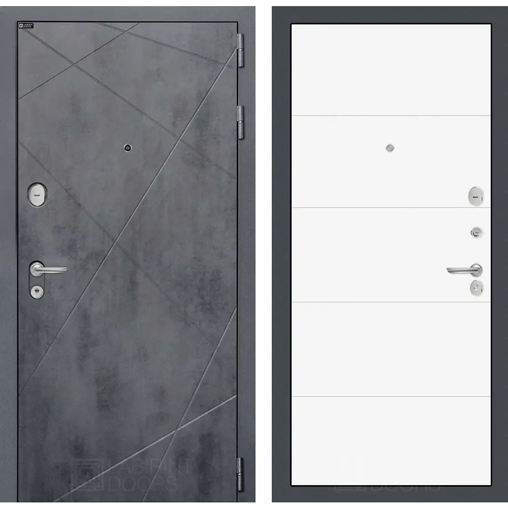 Фото Входная дверь Labirintdoors Лофт с панелью П13 правый 205x96см цвет бетон темный/белый софт Фото Входная дверь Labirintdoors Лофт с панелью П13 правый 205x96см цвет бетон темный/белый софт