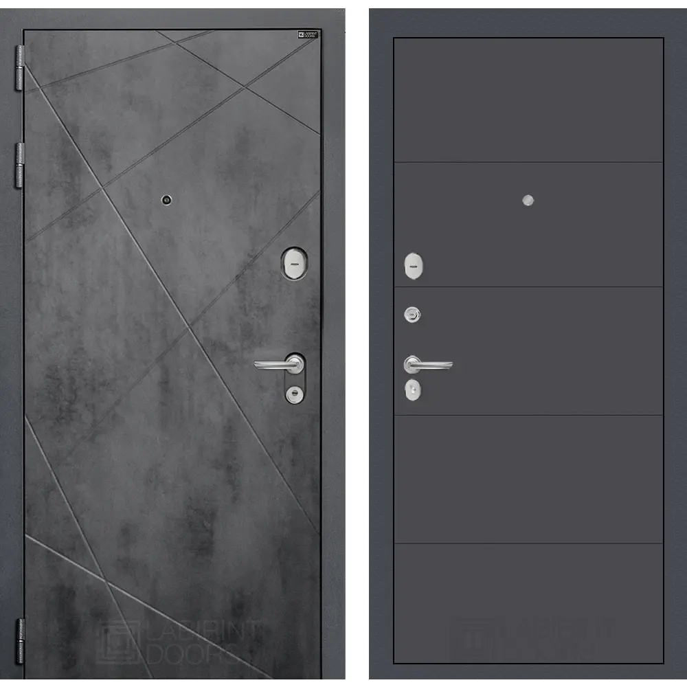 Фото Входная дверь Labirintdoors Лофт с панелью П13 левый 205x88см цвет бетон темный/графит софт Фото Входная дверь Labirintdoors Лофт с панелью П13 левый 205x88см цвет бетон темный/графит софт