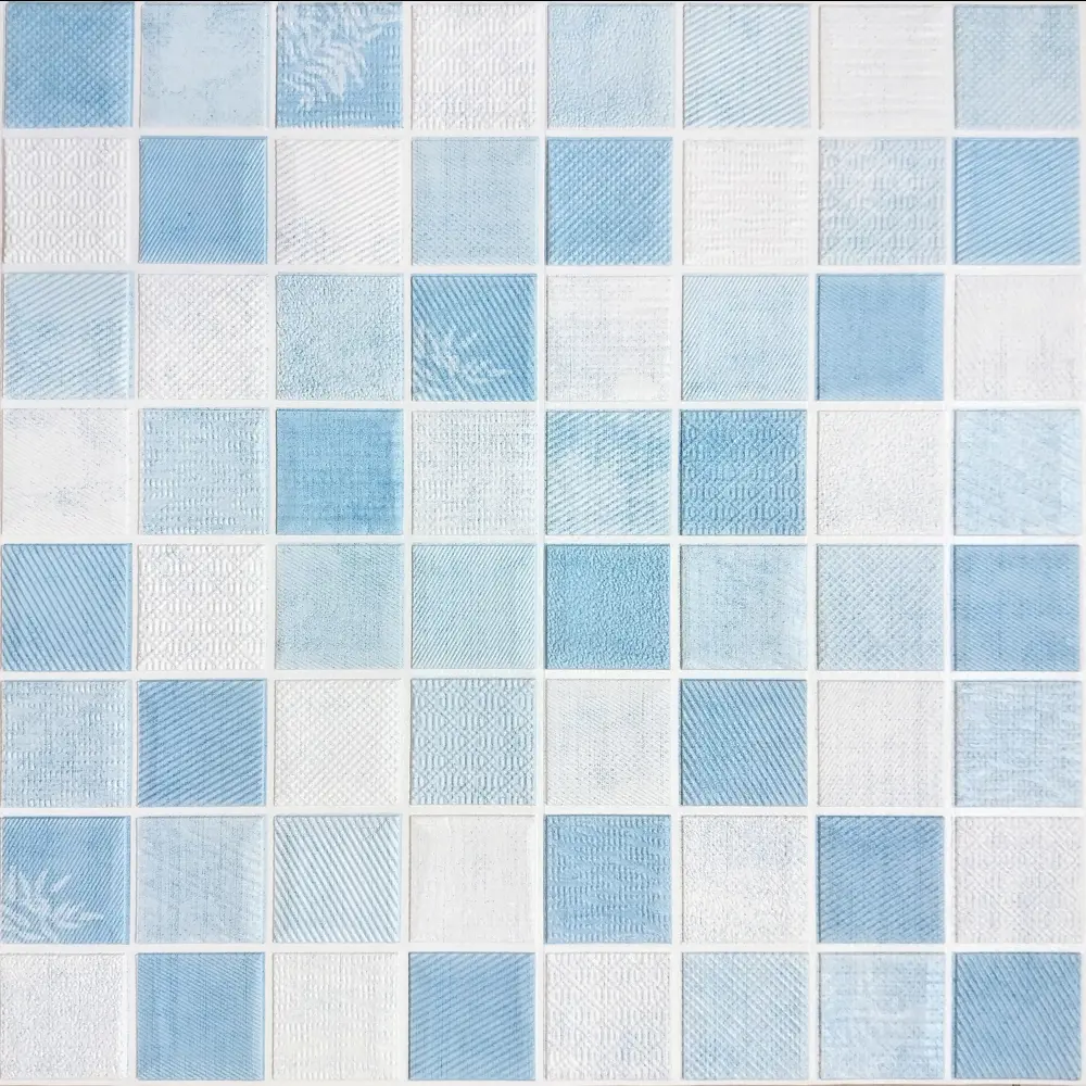 Фото Комплект панелей ПВХ Bazzart Мозаика голубой 700x700x5мм 4.9м² 10шт Фото Комплект панелей ПВХ Bazzart Мозаика голубой 700x700x5мм 4.9м² 10шт