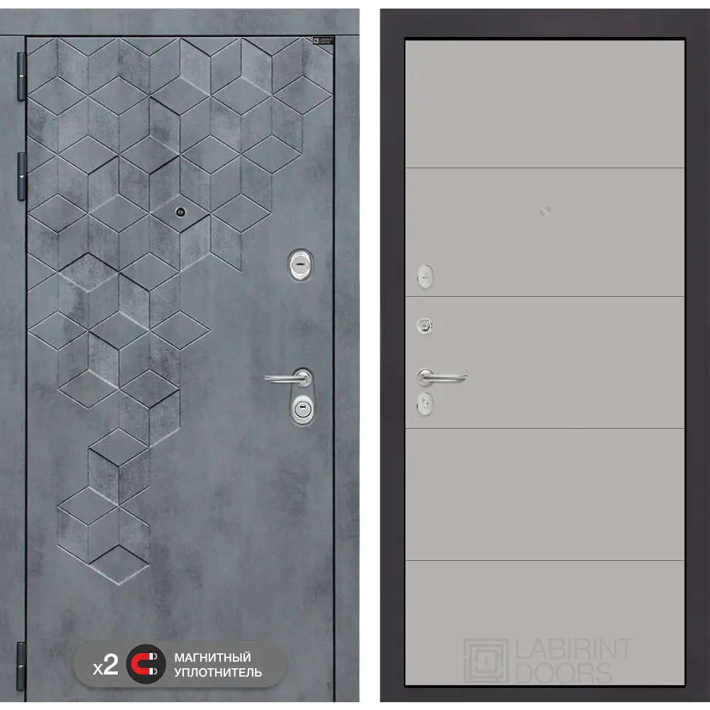 Фото Входная дверь Labirintdoors Бетон П13 левый 205x88см цвет бетон темный/грей софт Фото Входная дверь Labirintdoors Бетон П13 левый 205x88см цвет бетон темный/грей софт