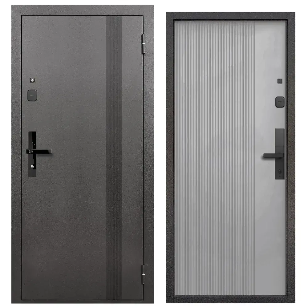 Фото Входная дверь Diva Foreman Т правый 205x86см с электронным замком цвет антик серебро/эмалит белый Фото Входная дверь Diva Foreman Т правый 205x86см с электронным замком цвет антик серебро/эмалит белый