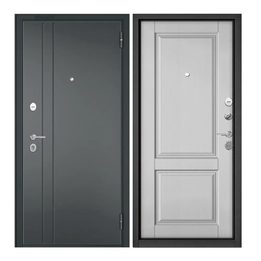 Фото 7 Входная дверь Unicorn Apartment X правый 205x96см черный муар металлик/дуб белый скандинавский