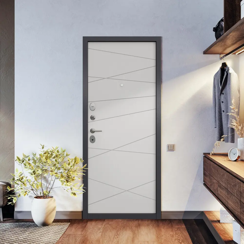 Фото 9 Входная дверь Unicorn Apartment X левый 205x96см графит букле/дуб белый скандинавский