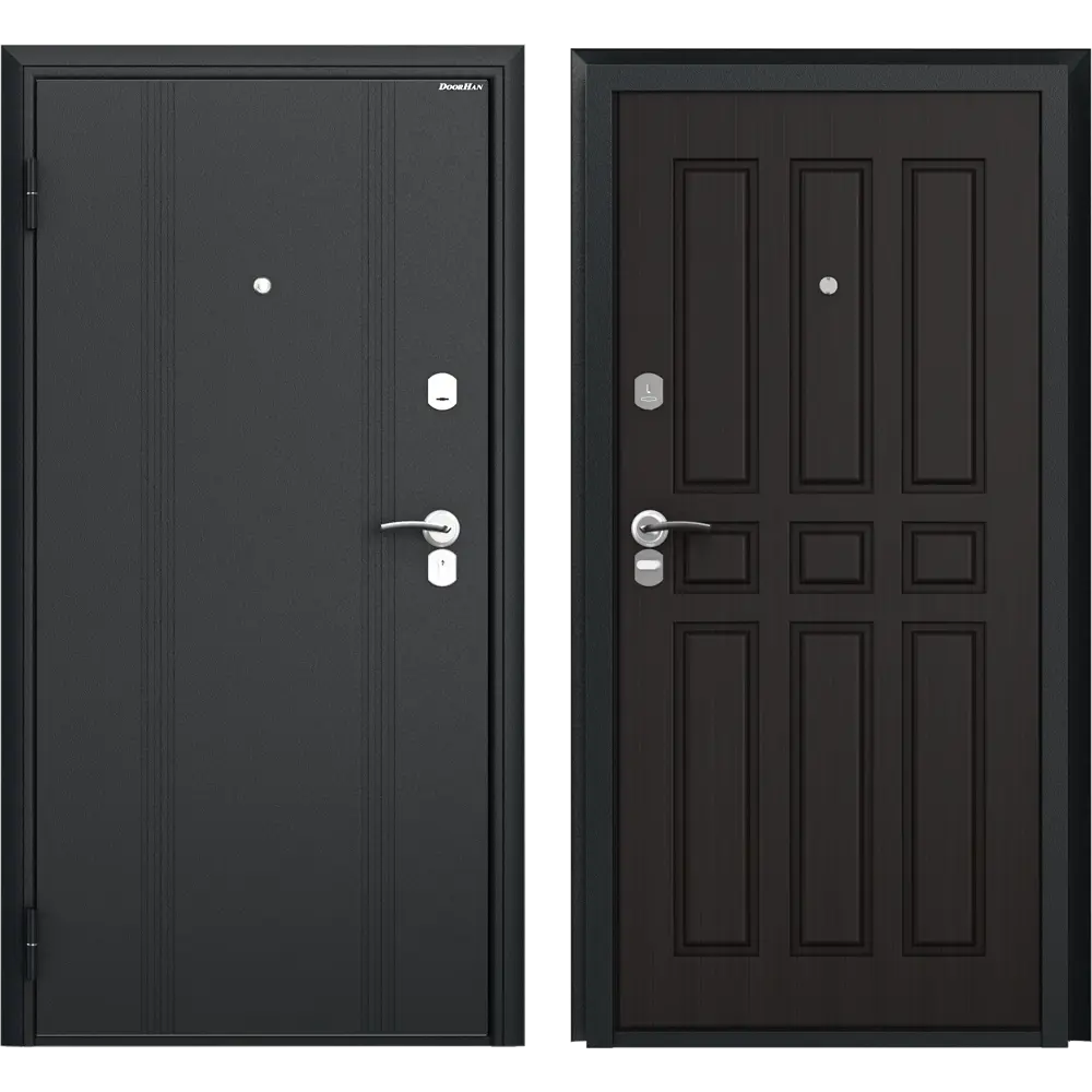 Фото Входная дверь Doorhan Оптим левый 205x98см цвет серый букле/венге бастион