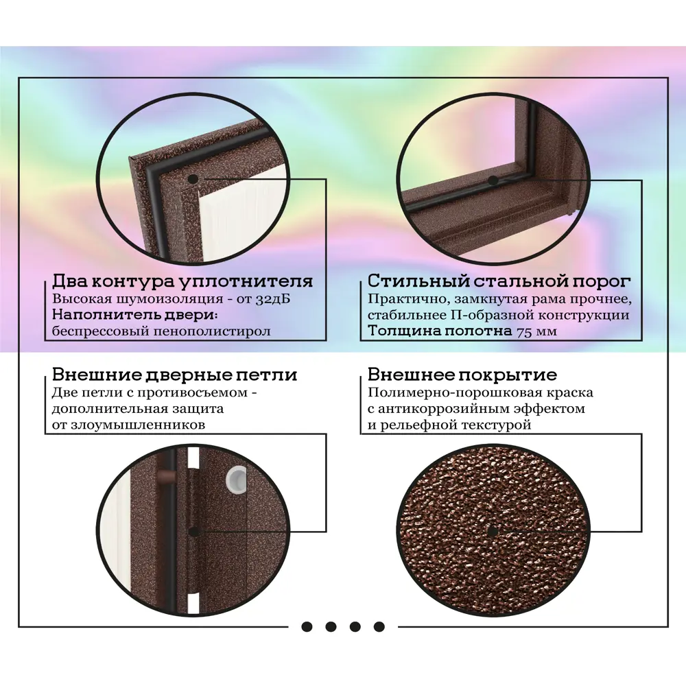 Фото 6 Входная дверь Мега Home 205x97см сталь правый коричневый Фото 6 Входная дверь Мега Home 205x97см сталь правый коричневый