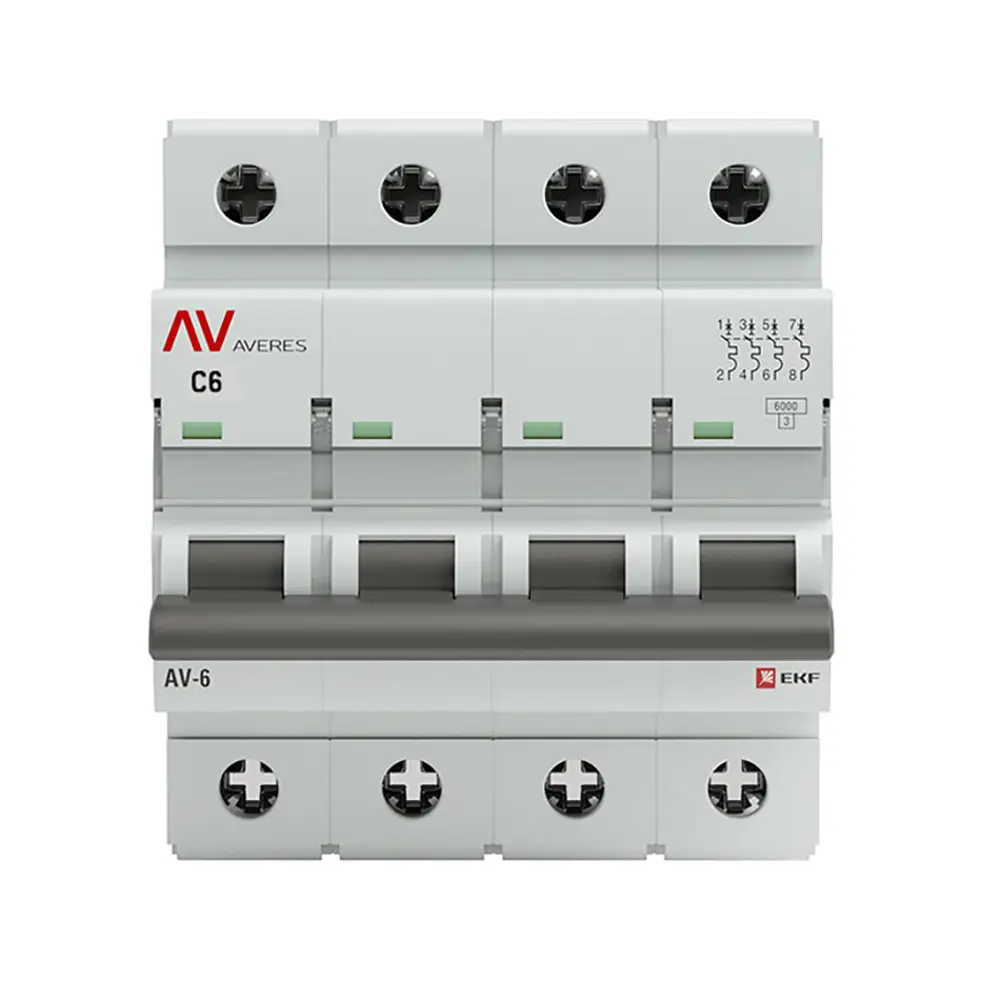 Фото 2 Автоматический выключатель EKF Averes AV-6 DC 4P C6 A 6 kA Фото 2 Автоматический выключатель EKF Averes AV-6 DC 4P C6 A 6 kA