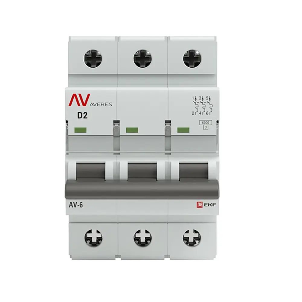 Фото 3 Автоматический выключатель EKF Averes AV-6 3P D2 А 6 кА mcb6-3-02D-av Фото 3 Автоматический выключатель EKF Averes AV-6 3P D2 А 6 кА mcb6-3-02D-av