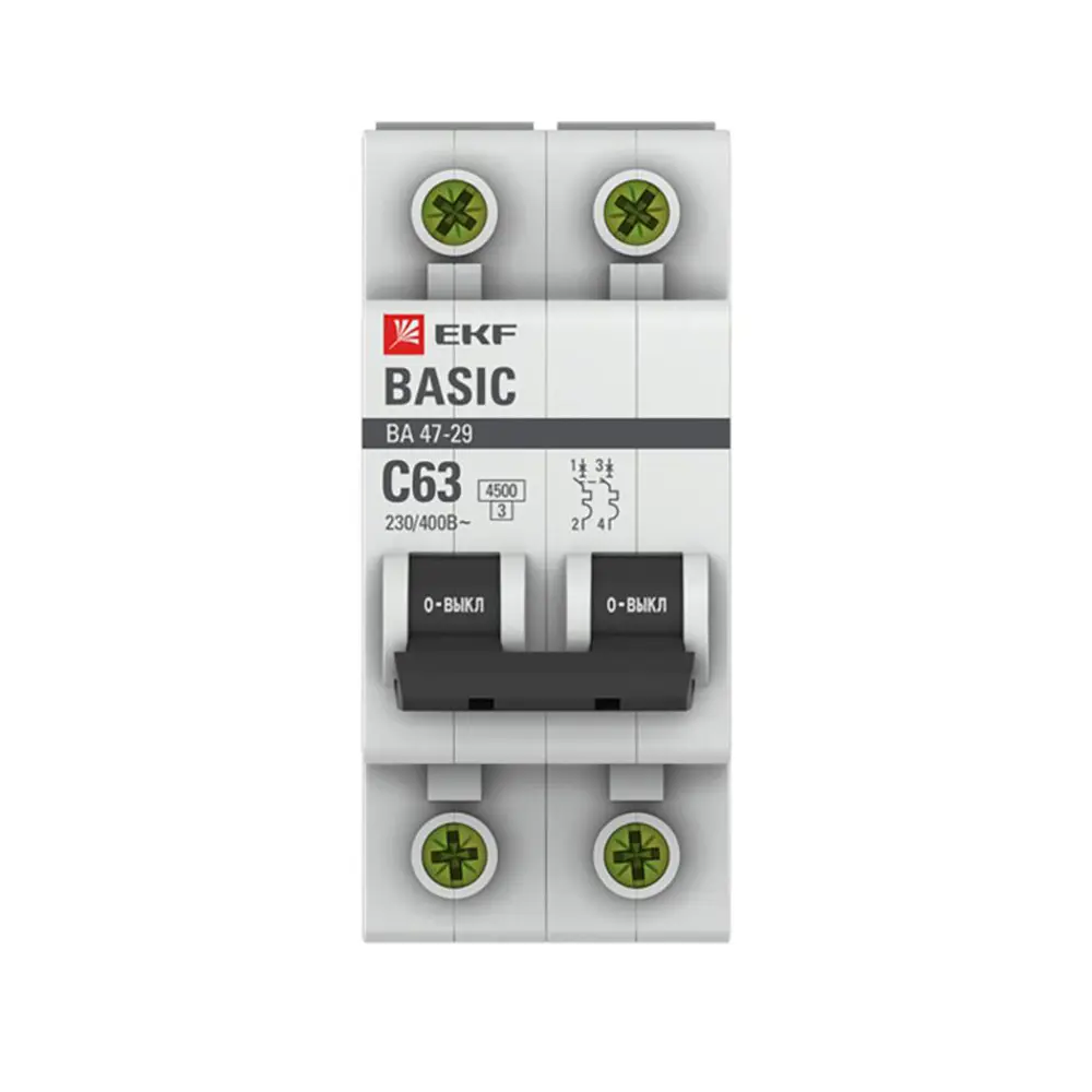 Фото 2 Выключатель автоматический EKF Basic mcb4729-2-63C 2Р 230В 63А Фото 2 Выключатель автоматический EKF Basic mcb4729-2-63C 2Р 230В 63А