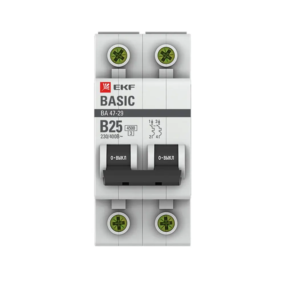 Фото 2 Автоматический выключатель EKF Basic BA47-29 2P B25 А 4.5 кА Фото 2 Автоматический выключатель EKF Basic BA47-29 2P B25 А 4.5 кА