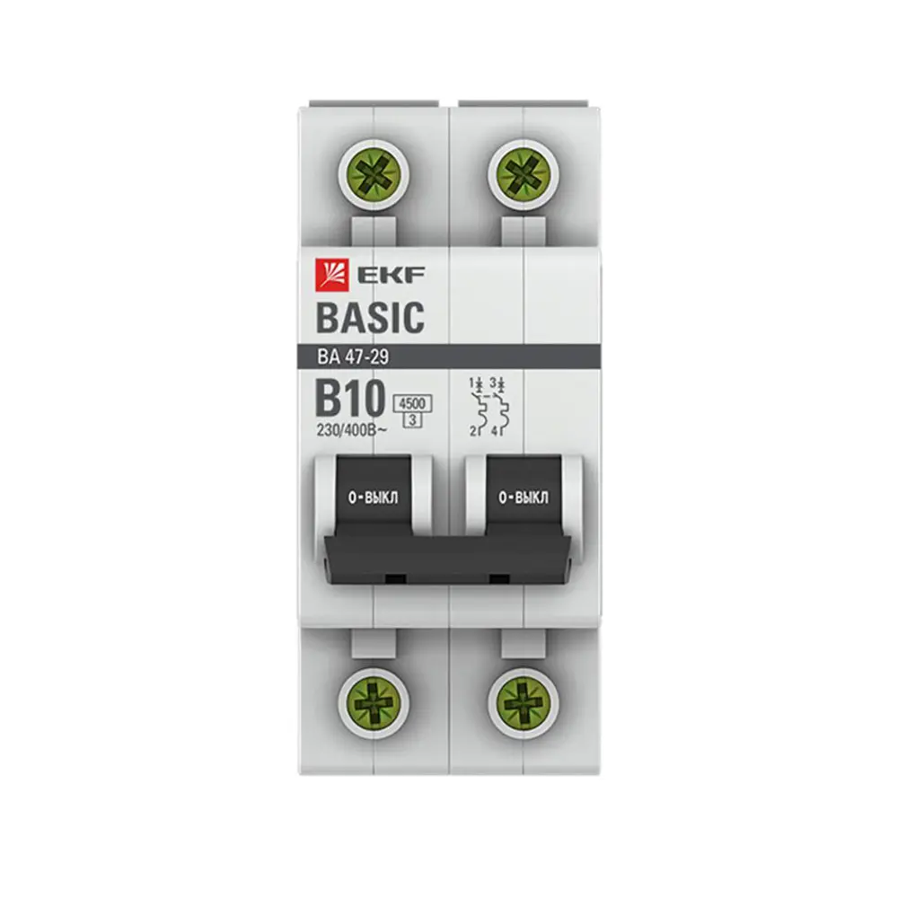 Фото 3 Автоматический выключатель EKF Basic BA47-29 2P B10 A 4.5 kA Фото 3 Автоматический выключатель EKF Basic BA47-29 2P B10 A 4.5 kA