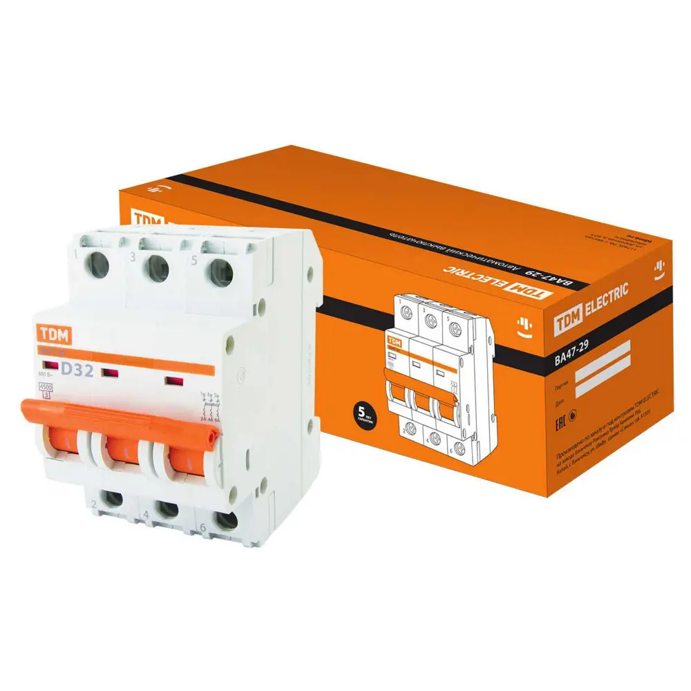 Фото Автоматический выключатель Tdm Electric ВА47-29 3P D32 А 4.5 кА SQ0206-0176 Фото Автоматический выключатель Tdm Electric ВА47-29 3P D32 А 4.5 кА SQ0206-0176