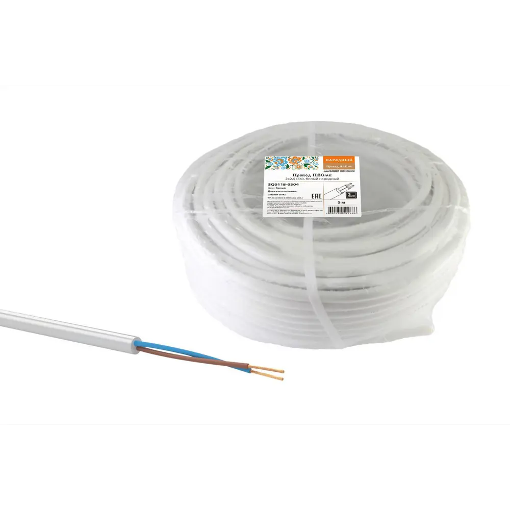 Фото Провод Tdm Electric ПВСмб 2x2.5 5 м белый Фото Провод Tdm Electric ПВСмб 2x2.5 5 м белый