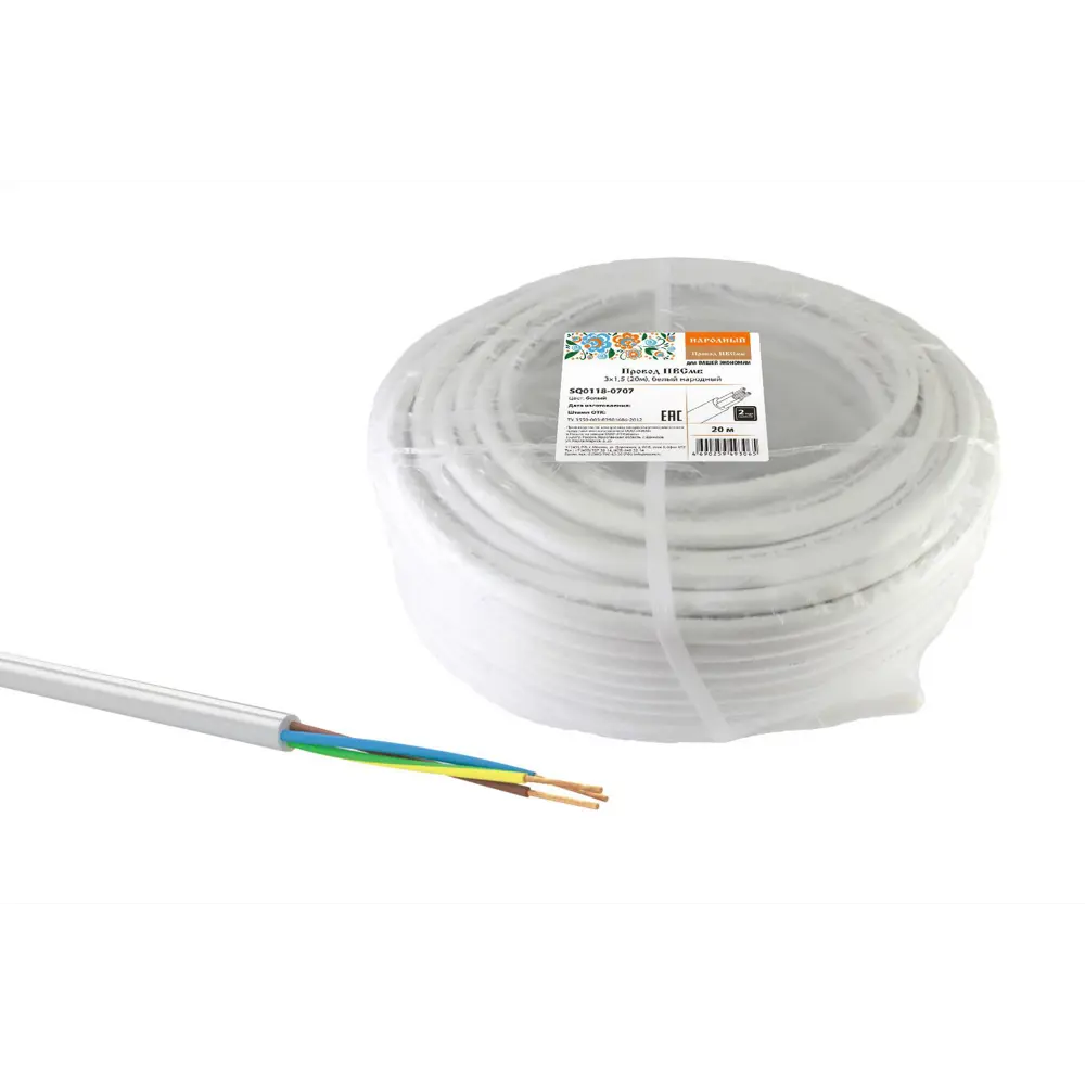 Фото Провод Tdm Electric ПВСмб 3x1.5 20 м белый Фото Провод Tdm Electric ПВСмб 3x1.5 20 м белый