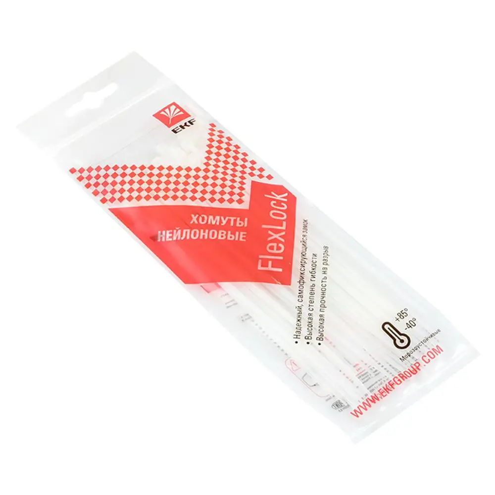 Фото Хомут EKF FlexLock PROxima P6.6 стандартный белый 2.5x150 100 шт Фото Хомут EKF FlexLock PROxima P6.6 стандартный белый 2.5x150 100 шт