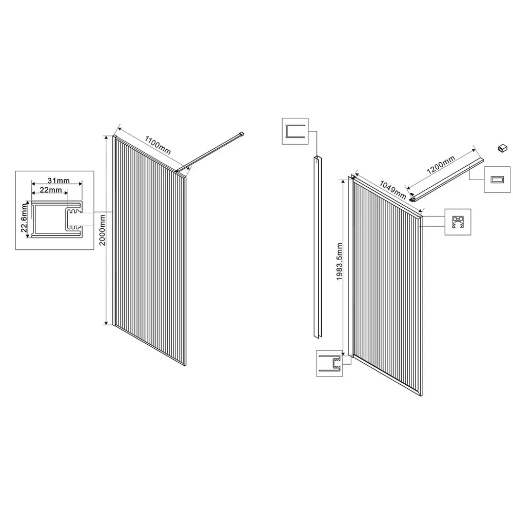 Фото 2 Душевая перегородка Vincea VSW-1HP110FLB 110x200см черный профиль Фото 2 Душевая перегородка Vincea VSW-1HP110FLB 110x200см черный профиль