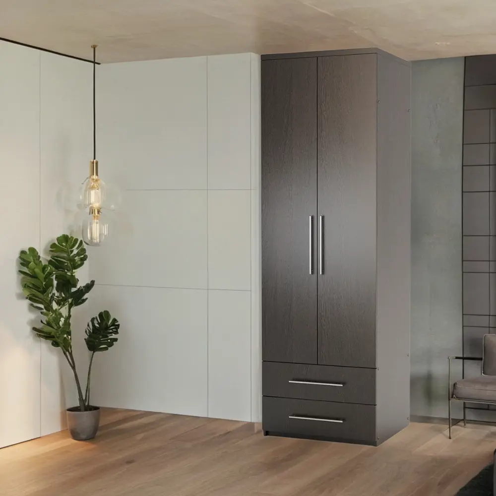 Фото 2 Шкаф распашной Гамма 1901022425 60x240x60 см ЛДСП цвет венге Фото 2 Шкаф распашной Гамма 1901022425 60x240x60 см ЛДСП цвет венге