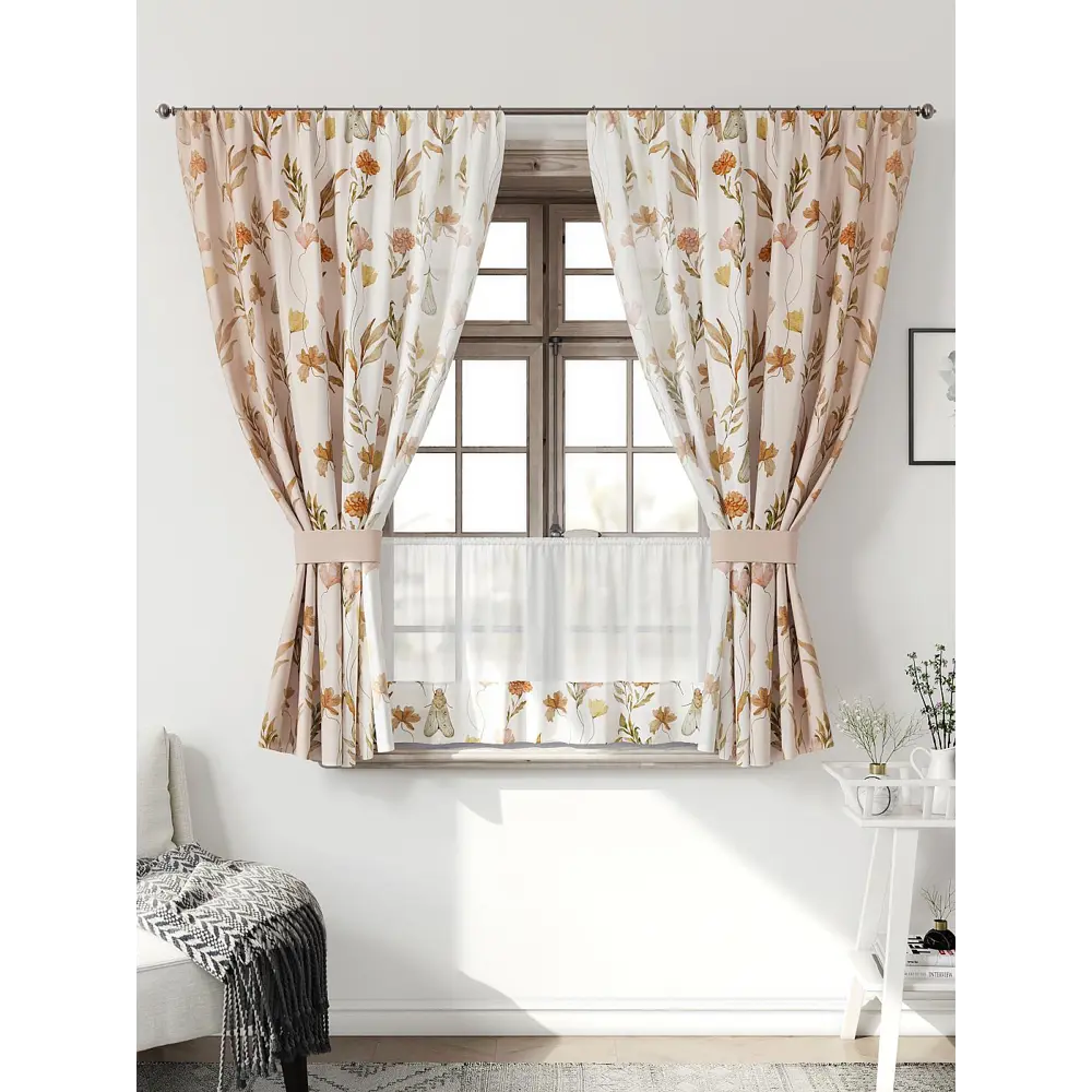 Фото Комплект штор Comfy way Иномик - 15 CW705015-160 на шторной ленте 160x150 см цвет бежевый Фото Комплект штор Comfy way Иномик - 15 CW705015-160 на шторной ленте 160x150 см цвет бежевый