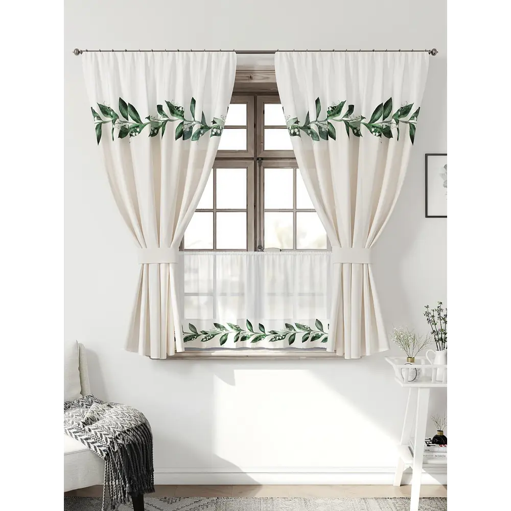 Фото 2 Комплект штор Comfy way Иномик - 41 CW705041-160 на шторной ленте 160x150 см цвет бежевый Фото 2 Комплект штор Comfy way Иномик - 41 CW705041-160 на шторной ленте 160x150 см цвет бежевый