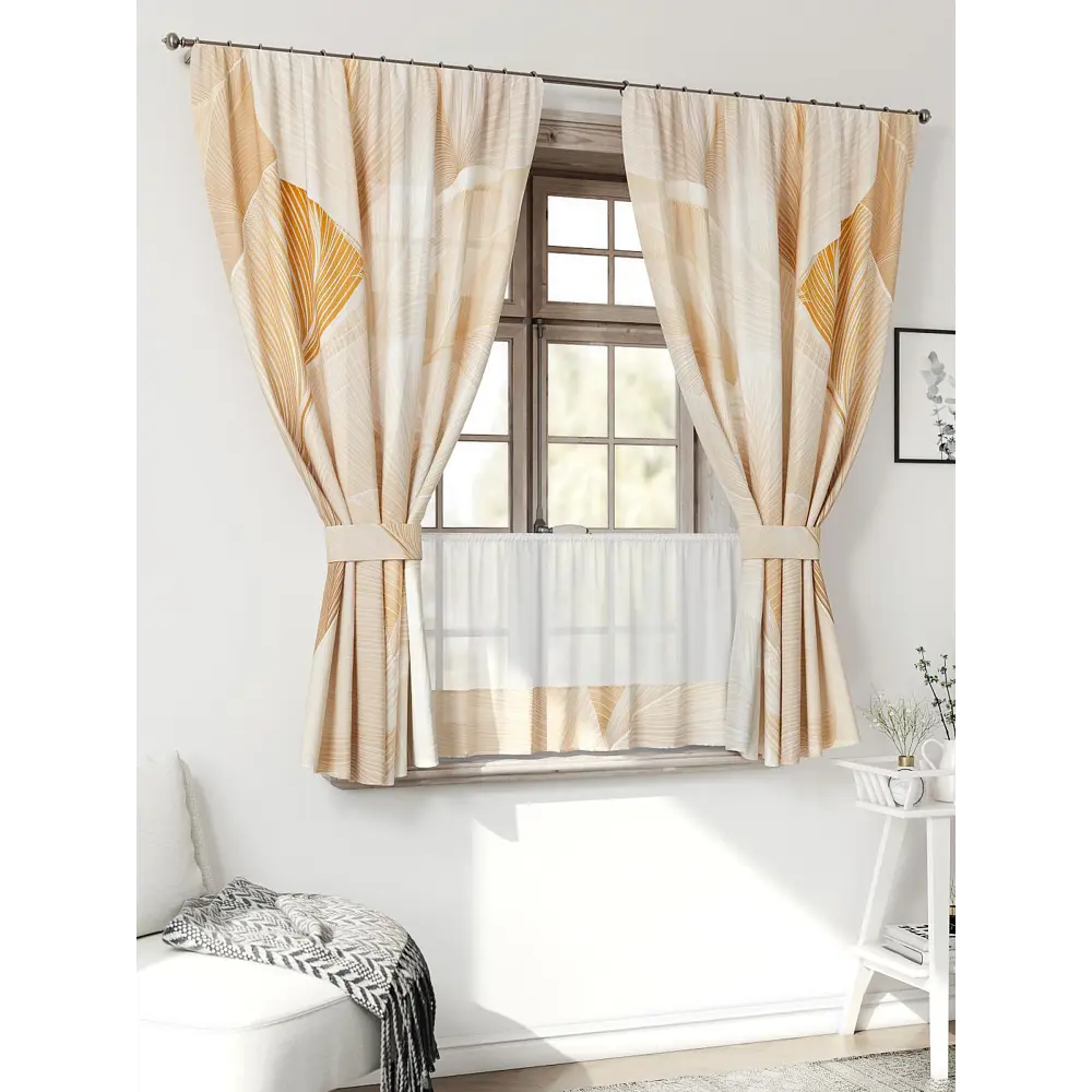 Фото 4 Комплект штор Comfy way Иномик - 90 CW705090-160 на шторной ленте 160x150 см цвет бежевый Фото 4 Комплект штор Comfy way Иномик - 90 CW705090-160 на шторной ленте 160x150 см цвет бежевый
