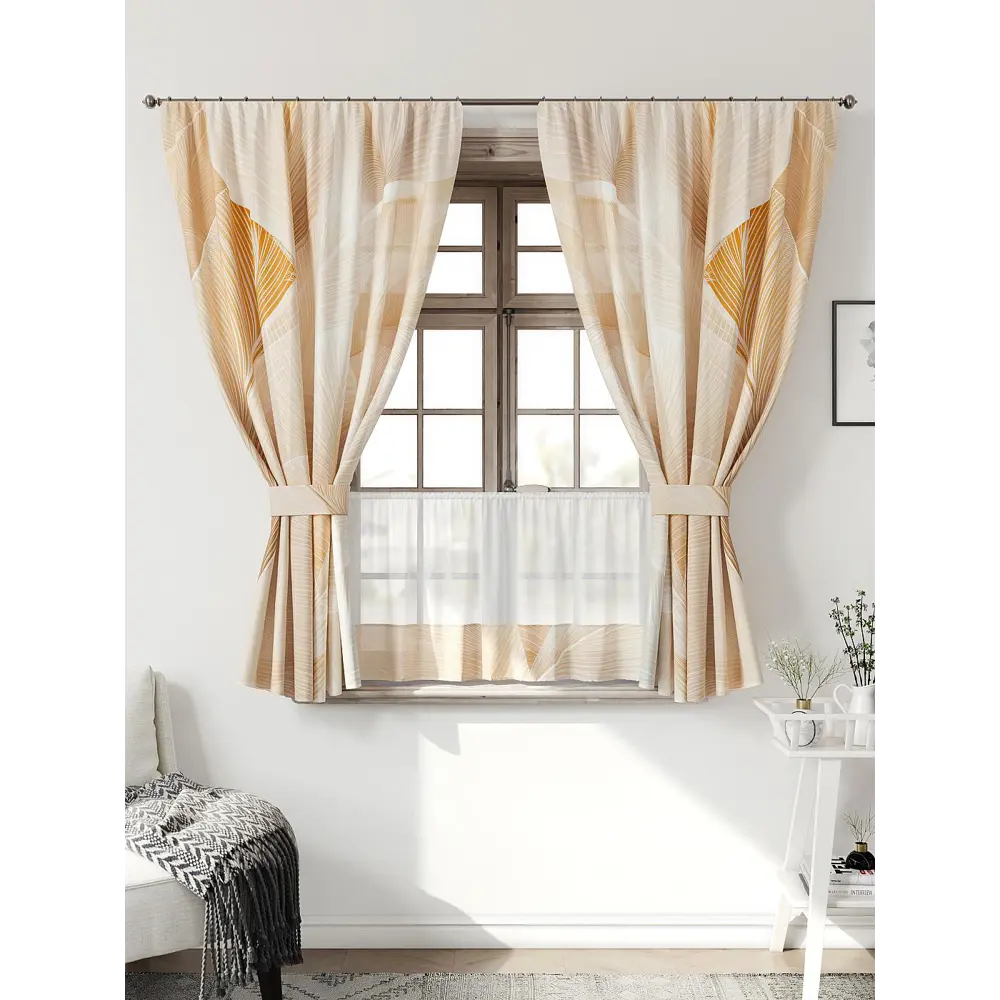 Фото 2 Комплект штор Comfy way Иномик - 90 CW705090-160 на шторной ленте 160x150 см цвет бежевый Фото 2 Комплект штор Comfy way Иномик - 90 CW705090-160 на шторной ленте 160x150 см цвет бежевый