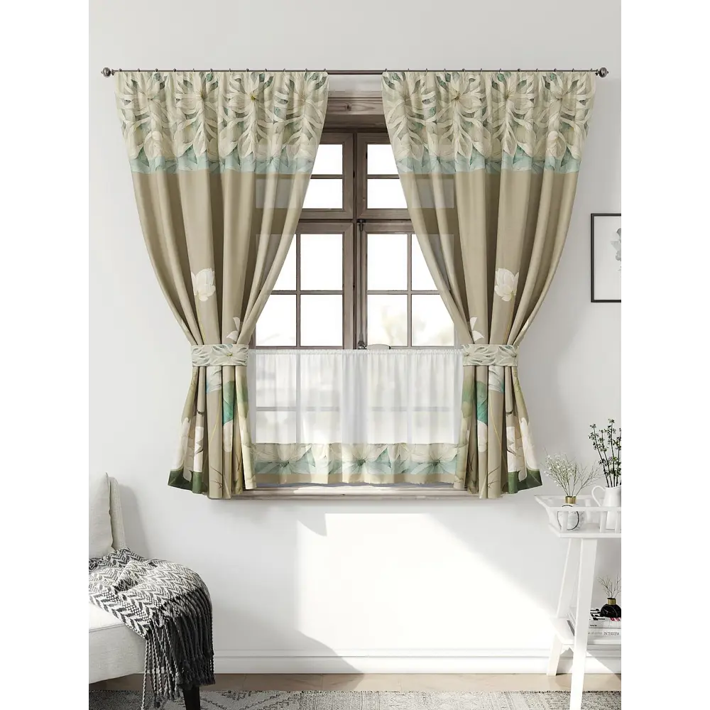 Фото 2 Комплект штор Comfy way CW705107-160 на шторной ленте 160x150 см цвет бежевый, светло-бежевый, светло-бежевый, слоновая кость Фото 2 Комплект штор Comfy way CW705107-160 на шторной ленте 160x150 см цвет бежевый, светло-бежевый, светло-бежевый, слоновая кость